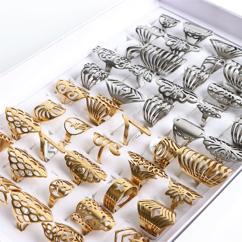 Fashion Colorful Stainless Steel Hollow Rings Mix Geometric Gold Silver Multicolor Jewelry For Women Men Party Gifts Wholesale 36Pcs/Lot
Fashion Colorful Stainless Steel Hollow Rings Mix Geometric Gold Silver Multicolor Jewelry For Women Men Party Gifts Wholesale 36Pcs/Lot