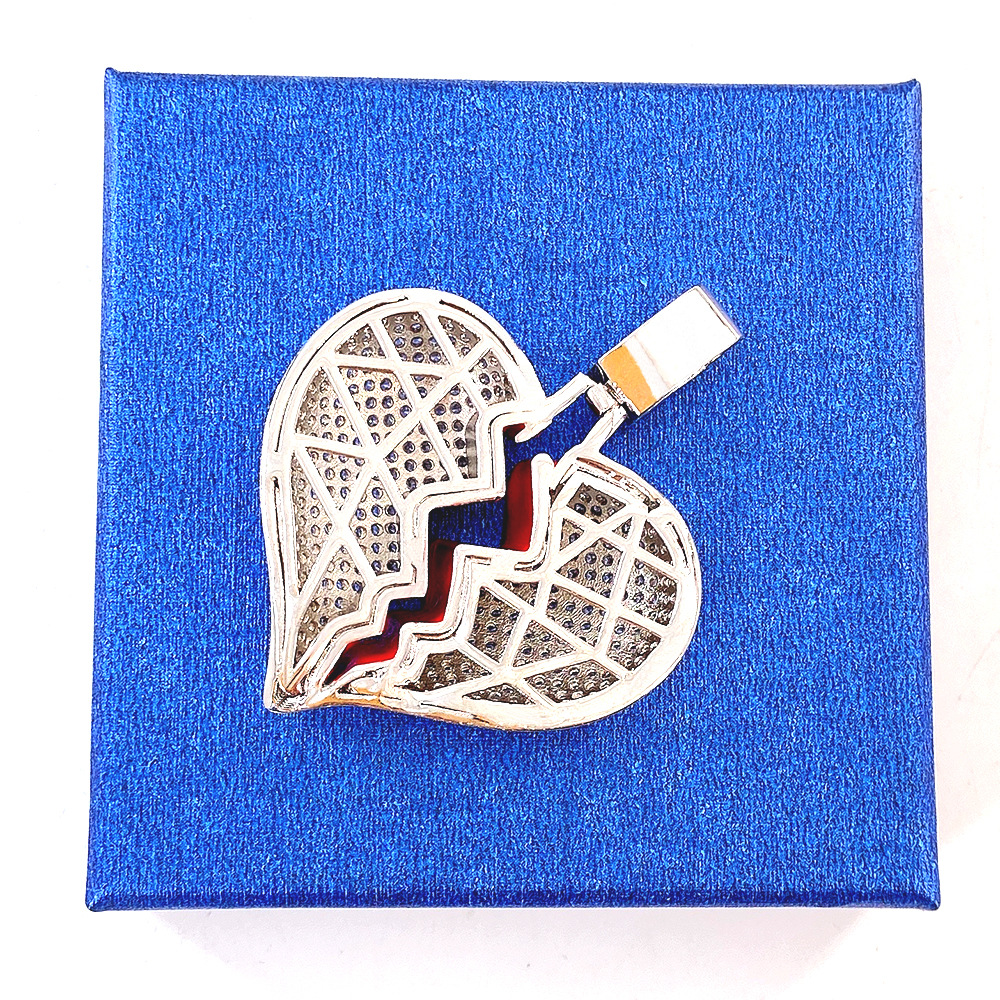 Heart Full Cubic Zirconia Pendant Necklaces Twisted Chain Rapper Mens Hip Hop Jewelry Necklace Gold Silver Miami Hiphop ALIN0008