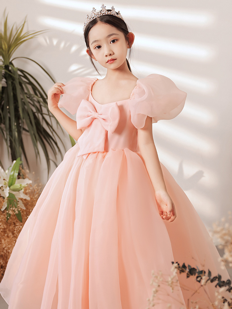 2-14 Years Lace Tulle Flower Girl Bows Children's First Holy Communion Dress Princess Ball Gown Wedding Pageant Party Dresses