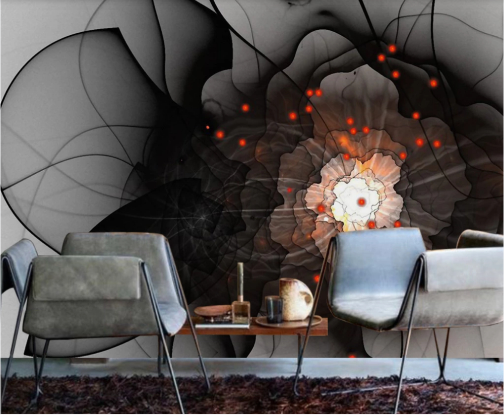 Customized wallpaper new Chinese style abstract peony TV background wall 8D/5D/3D wall covering