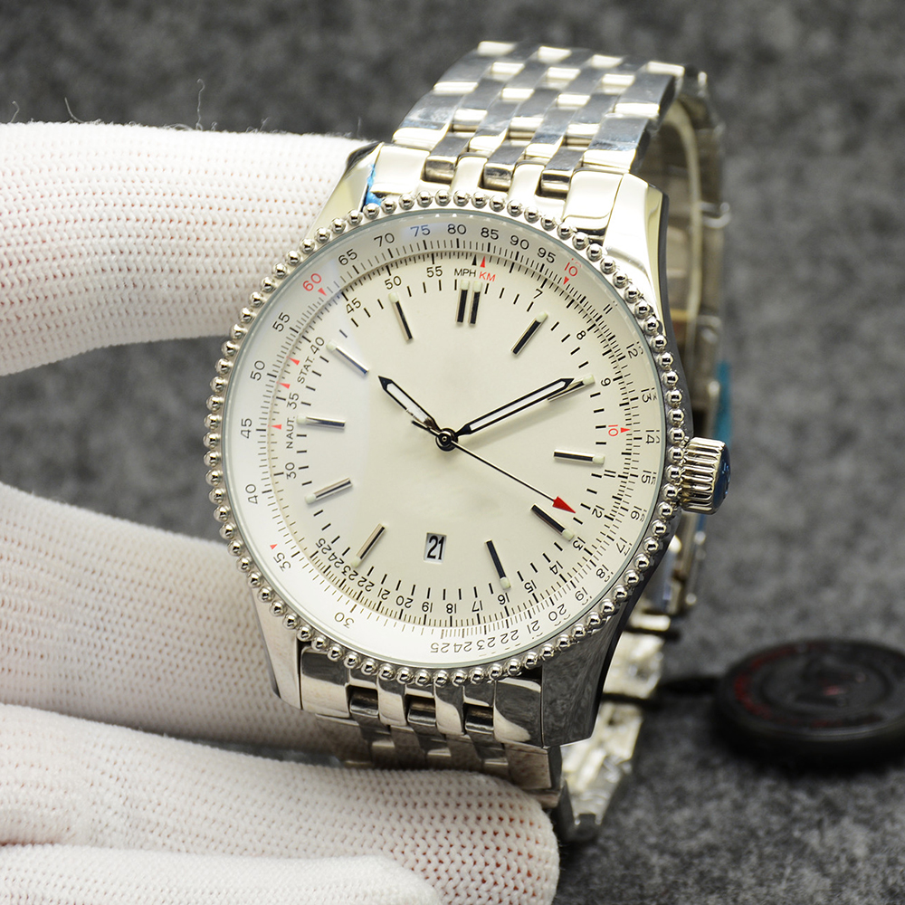 46MM Quality Navitimer Watch Chronograph Quartz Movement Silver Dial 50TH ANNIVERSARY Men Watch Stainless Steel Strap Mens Wristwatches
46MM Quality Navitimer Watch Chronograph Quartz Movement Silver Dial 50TH ANNIVERSARY Men Watch Stainless Steel Strap Mens Wristwatches