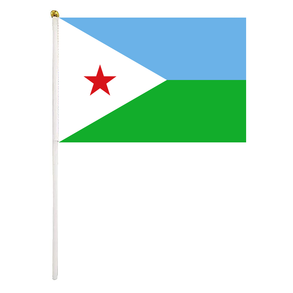 Djibouti Hand Waving Flag 14X21CM Premium Polyester Mini World Country Flag Banner With Plastic Flagpole
Djibouti Hand Waving Flag 14X21CM Premium Polyester Mini World Country Flag Banner With Plastic Flagpole