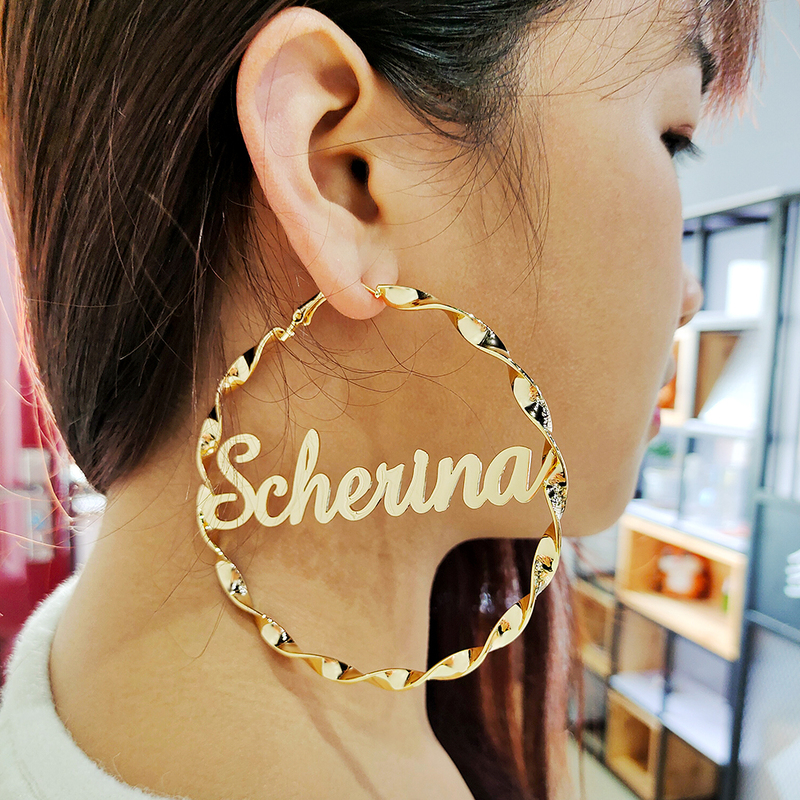 Custom Big Hoop Earrings Customize Name Earring Twist hoop earring Personality With Statement Words Hiphop Sexy 220716
Custom Big Hoop Earrings Customize Name Earring Twist hoop earring Personality With Statement Words Hiphop Sexy 220716
