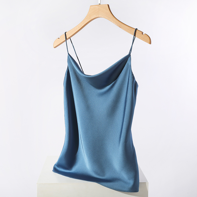 Crop Top Cami Satin Women Thin Wild Solid Camis Vest Tank Tops Summer Sexy Strap Basic Silk Sleeveless Y2K Camisole 220325