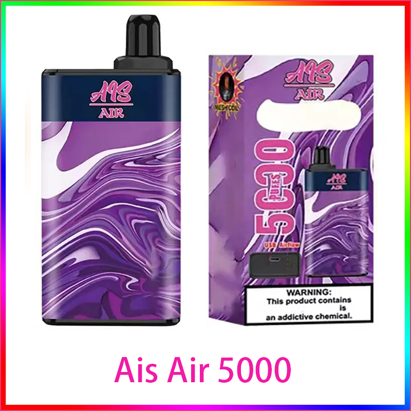 Authentic Ais Air Disposable E cigarettes 5000 Puffs Vape Pen 950mAh Rechargeable Battery 15ml Mesh Coil Pre-filled Vaporizer AirFlow Pods Device cigvapes
Authentic Ais Air Disposable E cigarettes 5000 Puffs Vape Pen 950mAh Rechargeable Battery 15ml Mesh Coil Pre-filled Vaporizer AirFlow Pods Device cigvapes
