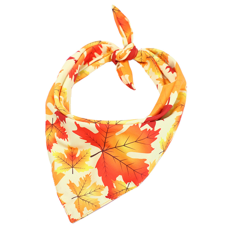 Thangiving Bandana Dog Apparel Fall Autumn Pet Bandanas Reversible Triangle Bibs Scarf
