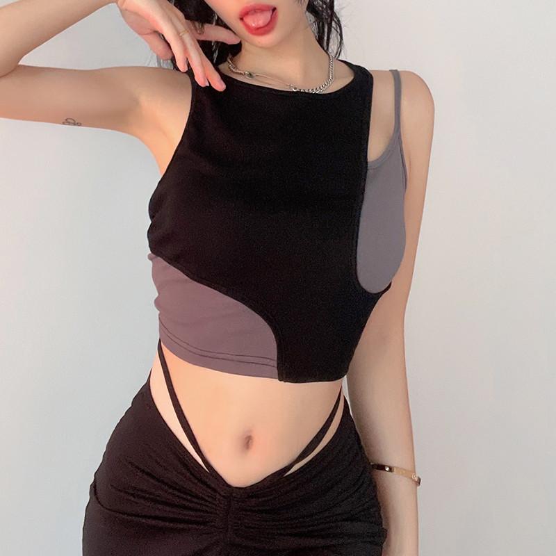 Women' Tanks & Camis Fashion Irregular Fake Two-piece Stitching Contrast Vest Sexy Slim Short Y2k Top Tank Women, Black
Women' Tanks & Camis Fashion Irregular Fake Two-piece Stitching Contrast Vest Sexy Slim Short Y2k Top Tank Women, Black