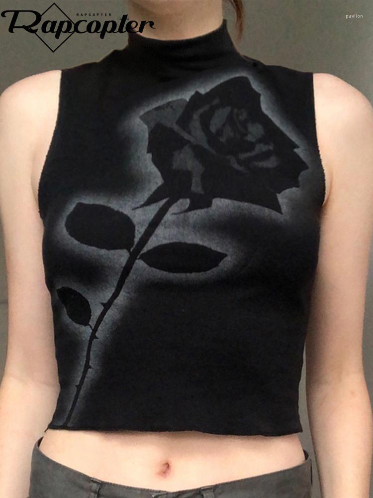 Women's Tanks & Camis Rapcopter Floral Print Tank Tops Y2k Grunge Sleeveless Turtleneck Mini Vest Women Goth Black Vintage Cute Korean Tee
Women's Tanks & Camis Rapcopter Floral Print Tank Tops Y2k Grunge Sleeveless Turtleneck Mini Vest Women Goth Black Vintage Cute Korean Tee
