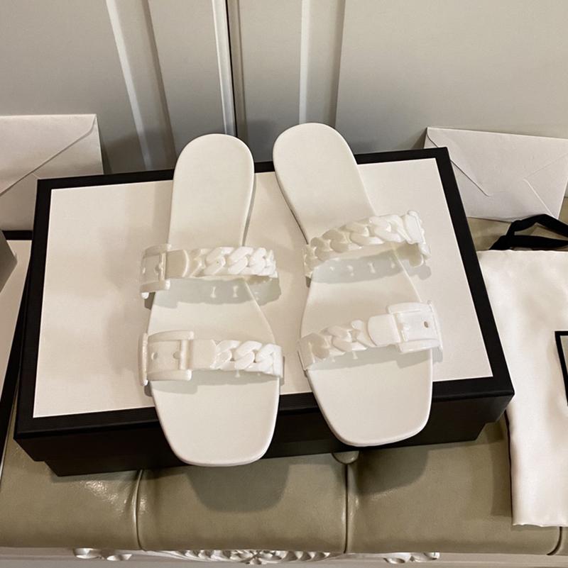 Designer Womens Slippers Designers Plastic Chain Jelly Sandals Summer Ladies Candy Color Flat Slippers Fashio gucciis guccis gg guccisandals guccislides TLH8