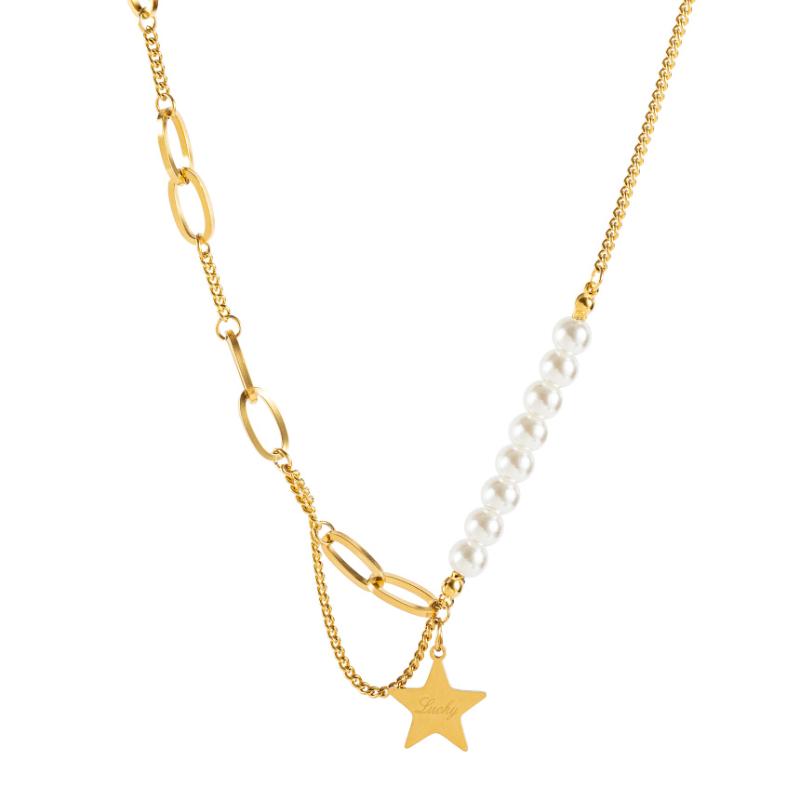 Pendant Necklaces 316L Stainless Steel Fashion Upscale Jewelry Pearl Beaded Stars Carving Lucky Charms Chain Choker Necklace For Women 
Pendant Necklaces 316L Stainless Steel Fashion Upscale Jewelry Pearl Beaded Stars Carving Lucky Charms Chain Choker Necklace For Women