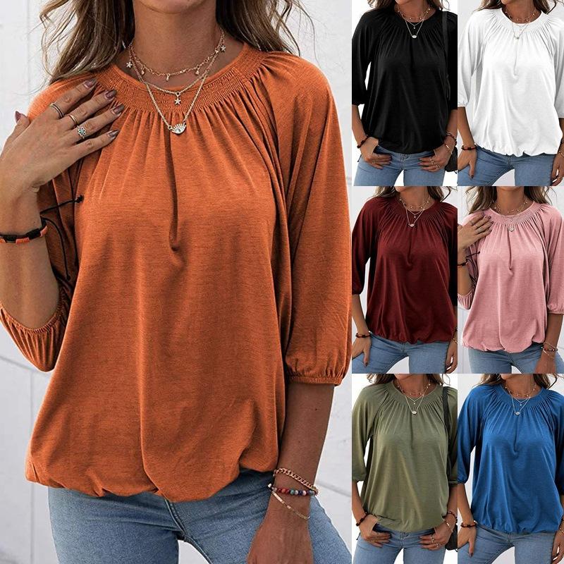 Women' Blouses & Shirts Women' Blouse 2022 Summer Solid Color Temperament Pullover Round Neck Loose Three-quarter Sleeve SWomen, Pink
Women' Blouses & Shirts Women' Blouse 2022 Summer Solid Color Temperament Pullover Round Neck Loose Three-quarter Sleeve SWomen, Pink