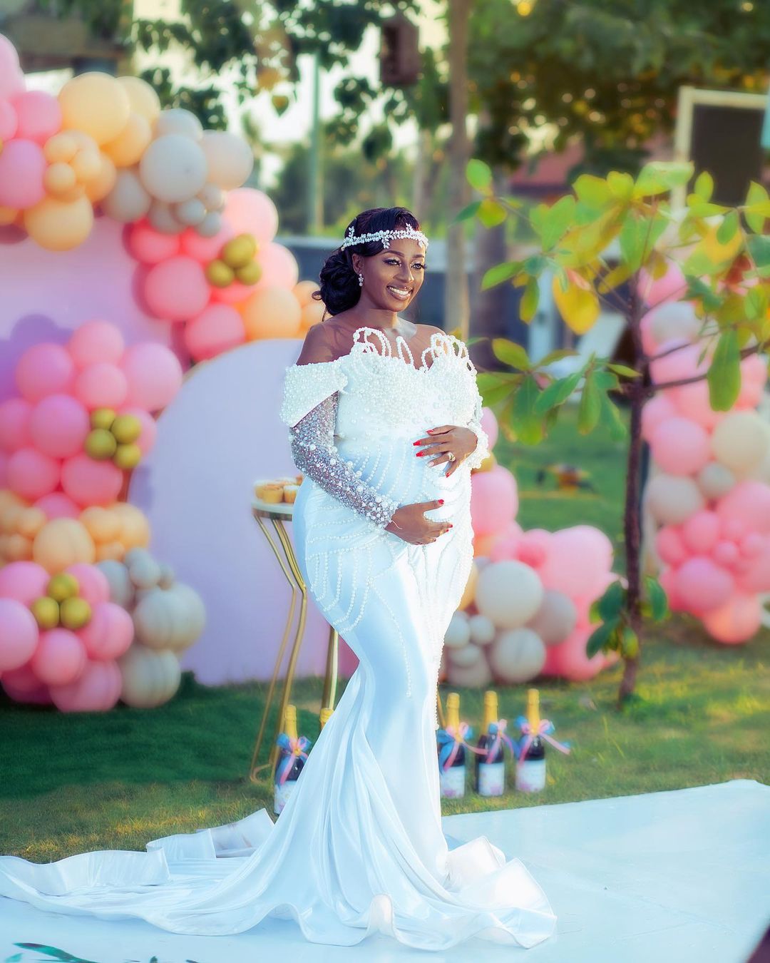 2022 Plus Size Arabic Aso Ebi Mermaid Luxurious Pearls Wedding Dress Sheer Neck Satin Bridal Gowns Dresses ZJ666