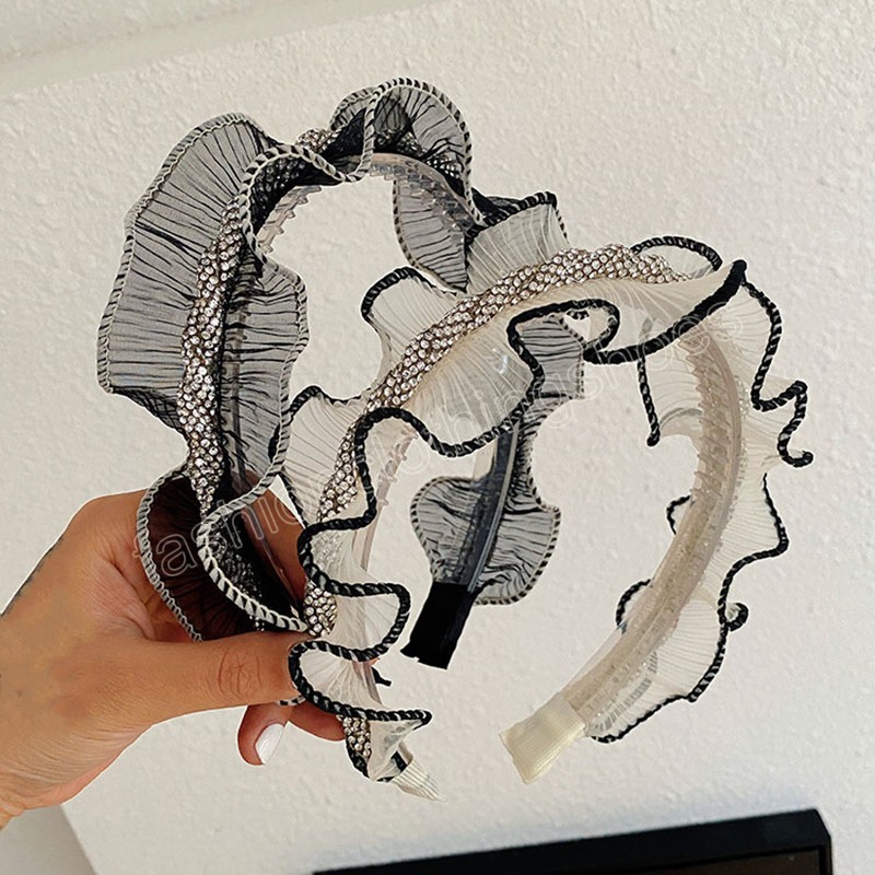 Pleated Ruffled Wavy Diamond Headband Fashion Hair Accessories Women's Trendy Temperament Hairband Hair Band Girl Headwear