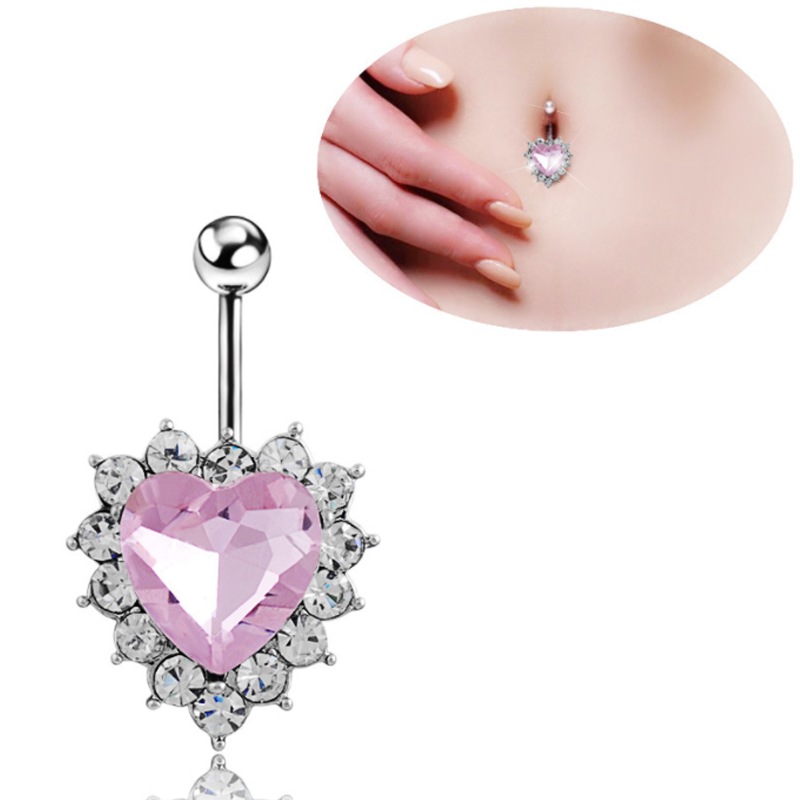 Zircon Heart Navel Rings 316L Surgical Steel Belly Button Ring Diamante Body Piercing Jewelry Gift for Women and Teen Girls
Zircon Heart Navel Rings 316L Surgical Steel Belly Button Ring Diamante Body Piercing Jewelry Gift for Women and Teen Girls