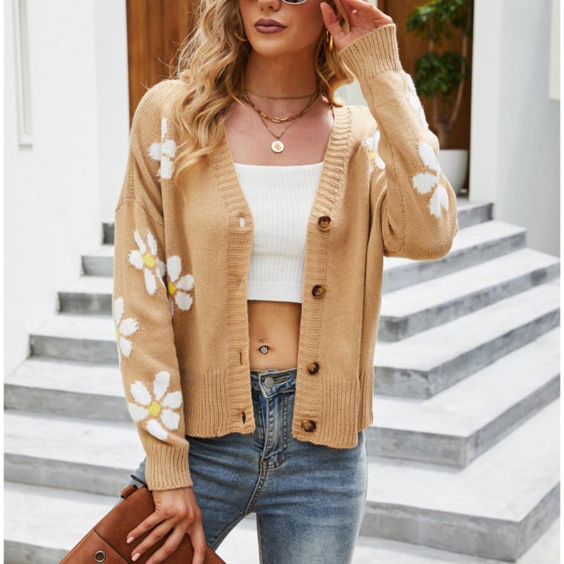 Women's Knits & Tees Women Y2K Cardigan Loose Knit Sweater Button Flower Pattern Long Sleeve V-neck Knittwear Autumn Female Ladies Coat Oute, White
Women's Knits & Tees Women Y2K Cardigan Loose Knit Sweater Button Flower Pattern Long Sleeve V-neck Knittwear Autumn Female Ladies Coat Oute, White