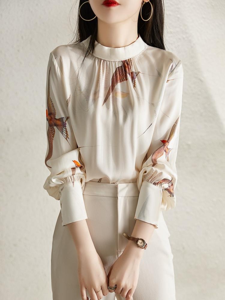 Women's Blouses & Shirts Satin Loose Women's Fashion Blouse Printing Stand-up Collar Top Casual Long Sleeve Summer Korean Style Clothing, Mixed color
Women's Blouses & Shirts Satin Loose Women's Fashion Blouse Printing Stand-up Collar Top Casual Long Sleeve Summer Korean Style Clothing, Mixed color