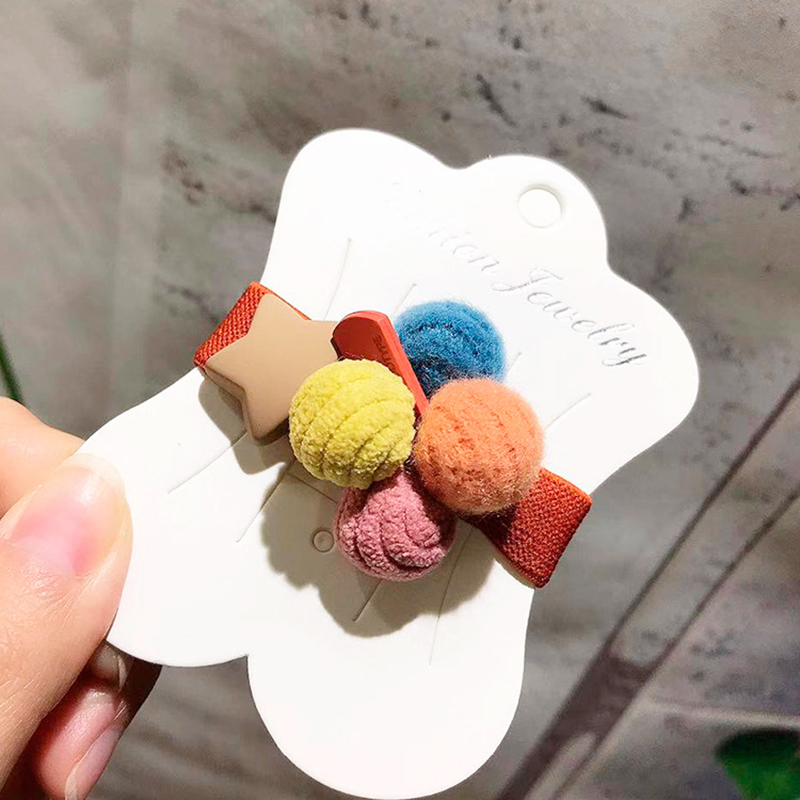 Cute Star Wool Ball Hair Rope for Girl Hair Tie Hair Accessories for Women Rubber Band Kid Ponytail Holder Korean Hairwear 2022 0615