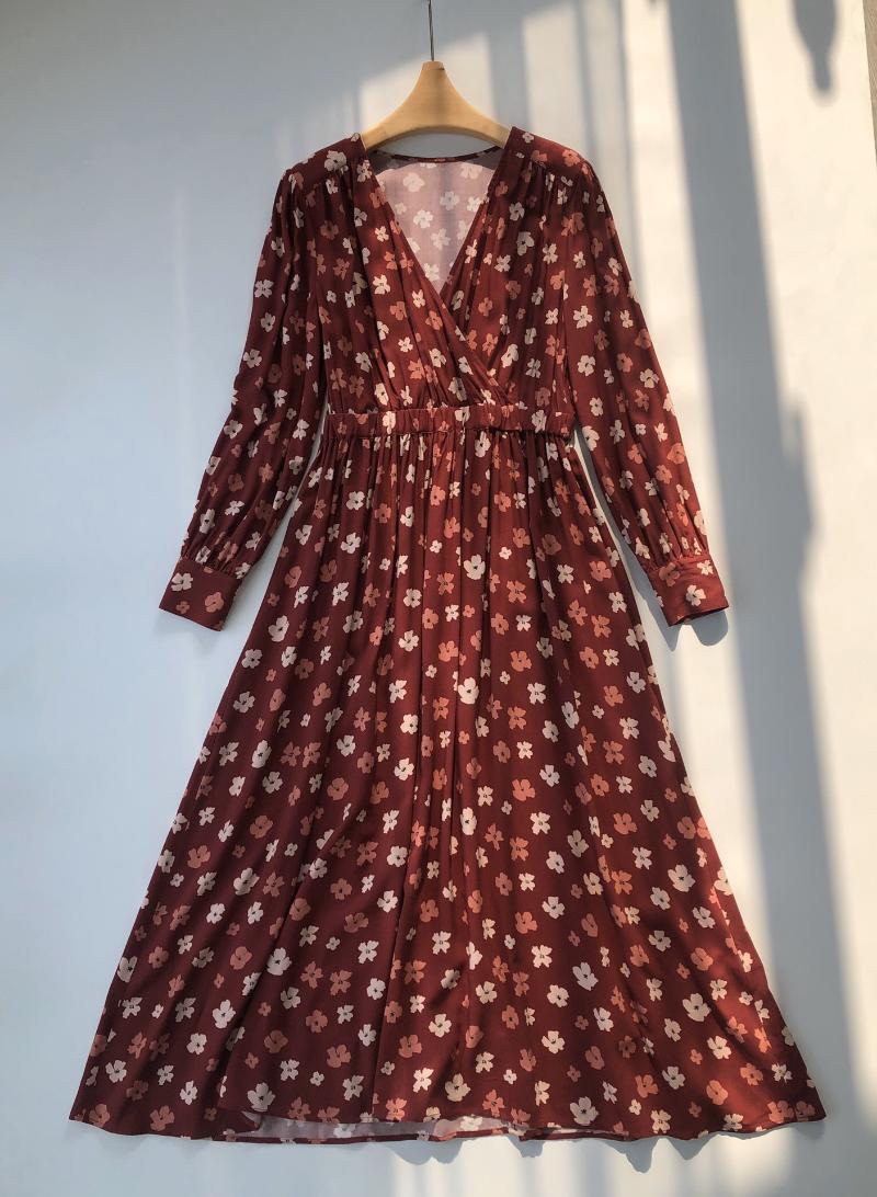 Casual Dresses Women Dress Early Autumn French Retro Red Flowers Nostalgic Printed Elegant Long Sleeve V-neck DressCasual, Burgundy 
Casual Dresses Women Dress Early Autumn French Retro Red Flowers Nostalgic Printed Elegant Long Sleeve V-neck DressCasual, Burgundy
