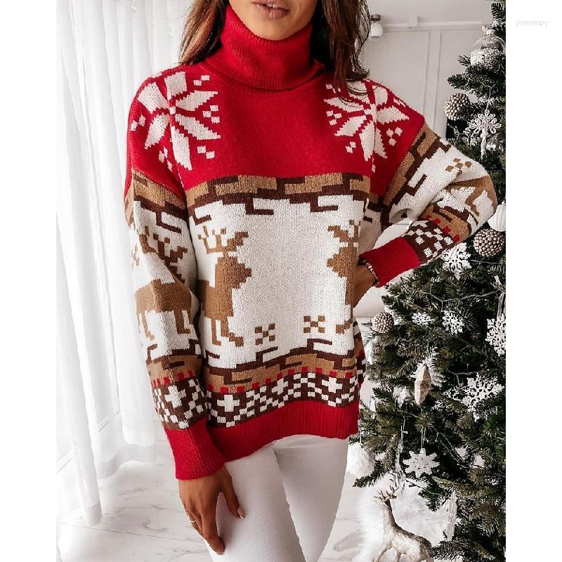 Women' Sweaters Christmas Sweater For Women Turtleneck Pullover Winter Warm Long Sleeve Ladies Xmas Outfits Snowflakes Deer Year ClothingWo, Red
Women' Sweaters Christmas Sweater For Women Turtleneck Pullover Winter Warm Long Sleeve Ladies Xmas Outfits Snowflakes Deer Year ClothingWo, Red