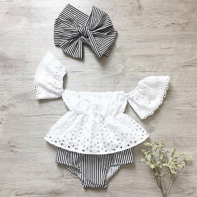 Clothing Sets Kids Baby Girl Clothes Summer Born Lace Off Shoulder Top Stripe Shorts Outfits 0-24MClothingClothing, As pic
Clothing Sets Kids Baby Girl Clothes Summer Born Lace Off Shoulder Top Stripe Shorts Outfits 0-24MClothingClothing, As pic
