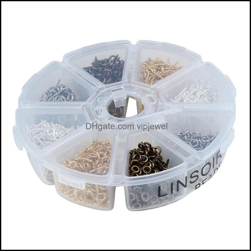 Clasps Hooks Jewelry Findings Components 800Pcs/Box 4X10Mm Small Sheep Screw Eyes Nail Pins Bail Ring Hook Finding Dhxyg