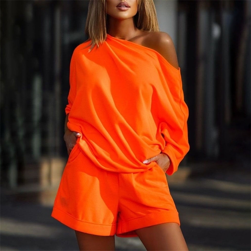 Summer Holiday Women O Neck Casual Top & Pocket Detail Shorts Set Two Piece Tracksuit Clothes One Shoulder Beach Suits 220510, Orange
Summer Holiday Women O Neck Casual Top & Pocket Detail Shorts Set Two Piece Tracksuit Clothes One Shoulder Beach Suits 220510, Orange