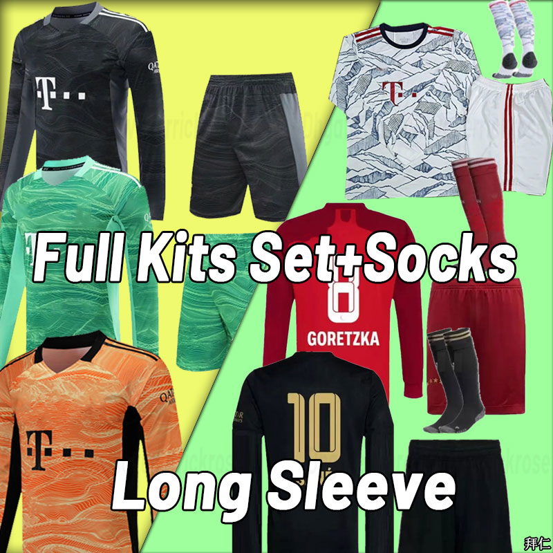 long sleeve Mens Kit socks 21 22 23 soccer jerseys sets LEWANDOWSKI SANE GORETZKA bAyerN MULLER DAVIES full set muNich 2021 2022 away third adult GOALKEEPER #1 Neuer, Third+patch
long sleeve Mens Kit socks 21 22 23 soccer jerseys sets LEWANDOWSKI SANE GORETZKA bAyerN MULLER DAVIES full set muNich 2021 2022 away third adult GOALKEEPER #1 Neuer, Third+patch