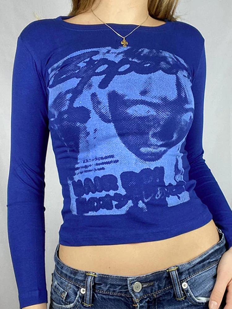 Gitana Graphic T Shirt For Women Y2K Long Sleeve Crop Tops Casual Vintage Clothes Fashion Autumn Kawaii harajuku Tee 220321