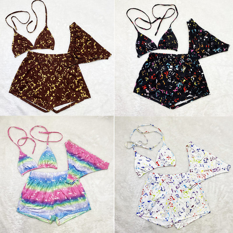 3pcs Set Women Swimwear Classic Letter Bikini Suit Fashion Designer Lace-up Bra Crop Top Tanks + Briefs + Shorts Swimsuit Ladies Beachwear Summer Bathing Suits, #1
3pcs Set Women Swimwear Classic Letter Bikini Suit Fashion Designer Lace-up Bra Crop Top Tanks + Briefs + Shorts Swimsuit Ladies Beachwear Summer Bathing Suits, #1