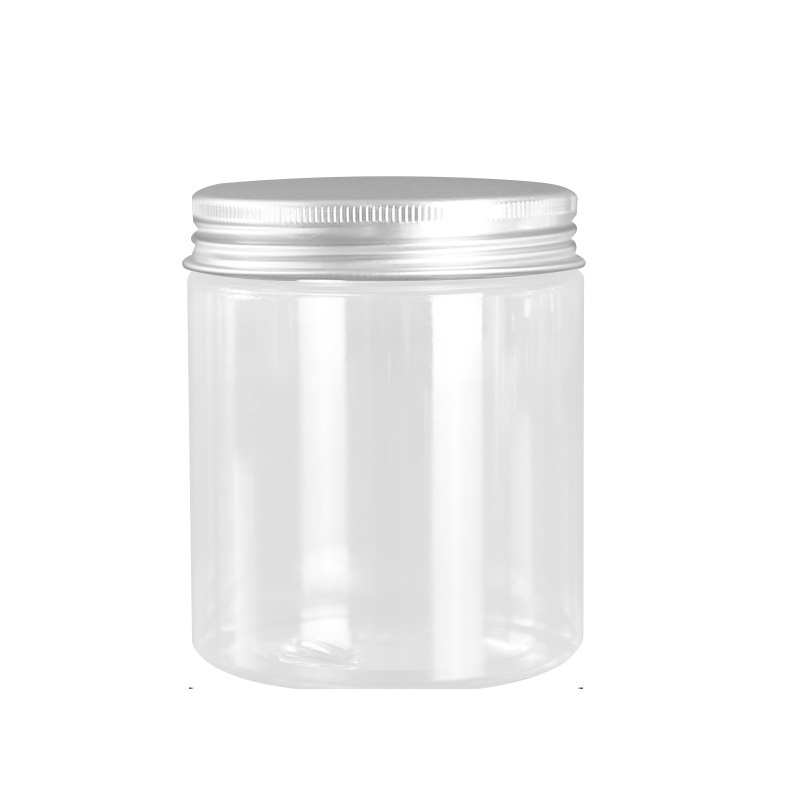 Dia.68mm PET Clear Plastic Empty Bottle Cosmetic Packaging Hair Wax Pot Plastic Cap Aluminum Lid Food Candy Flower Tea Jars Containers 150ml 200ml 250