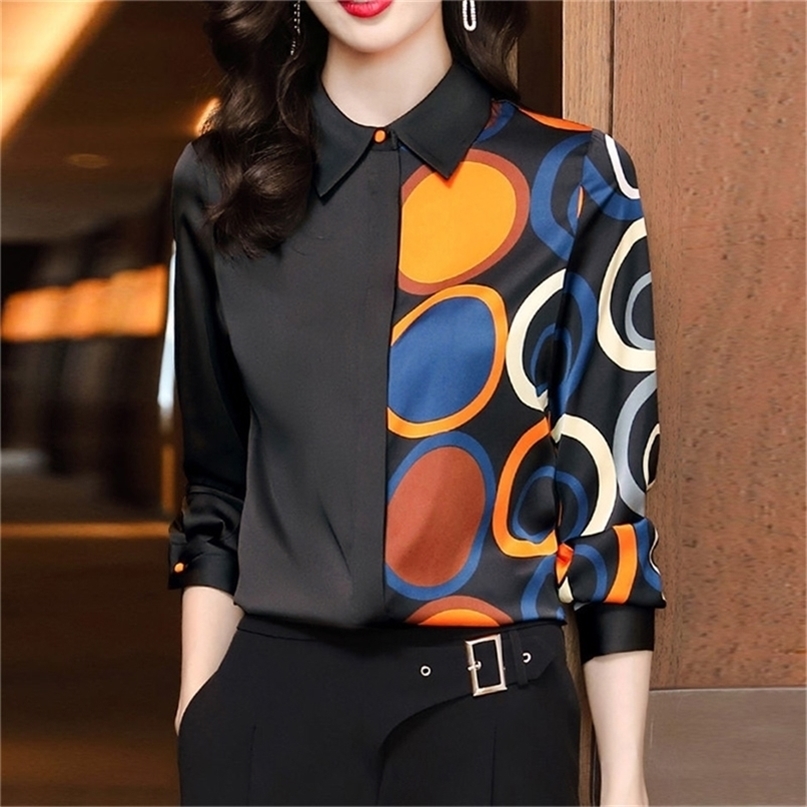 Women's Shirt Satin Polka Dot Printed Shirts Fashion Woman Blouses Spring Autumn Lapel Casual Office Lady Blouse 220419, Black
Women's Shirt Satin Polka Dot Printed Shirts Fashion Woman Blouses Spring Autumn Lapel Casual Office Lady Blouse 220419, Black