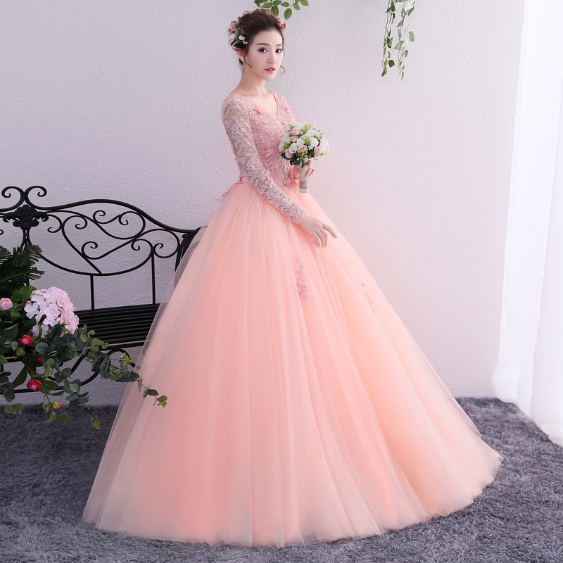 Beautiful Baby Blue Quinceanera Dresses 2022 Long Sleeve V Neck Ball Gown Prom Dress Floral Lace Corset Sweet 16 Party Evening Princess Girls Vestido 