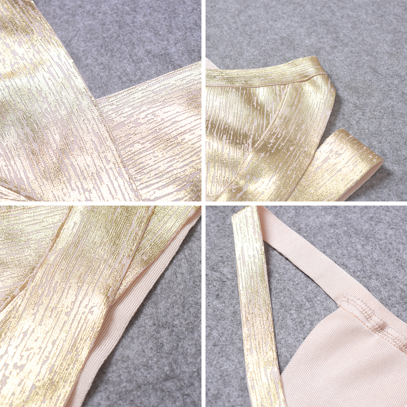 WillBeNice Gold Silver Foil Print V Neck Camis Short Sexy Lady Crop Knitted Bandage Top Cross Straps Tops Club Vest 220325
