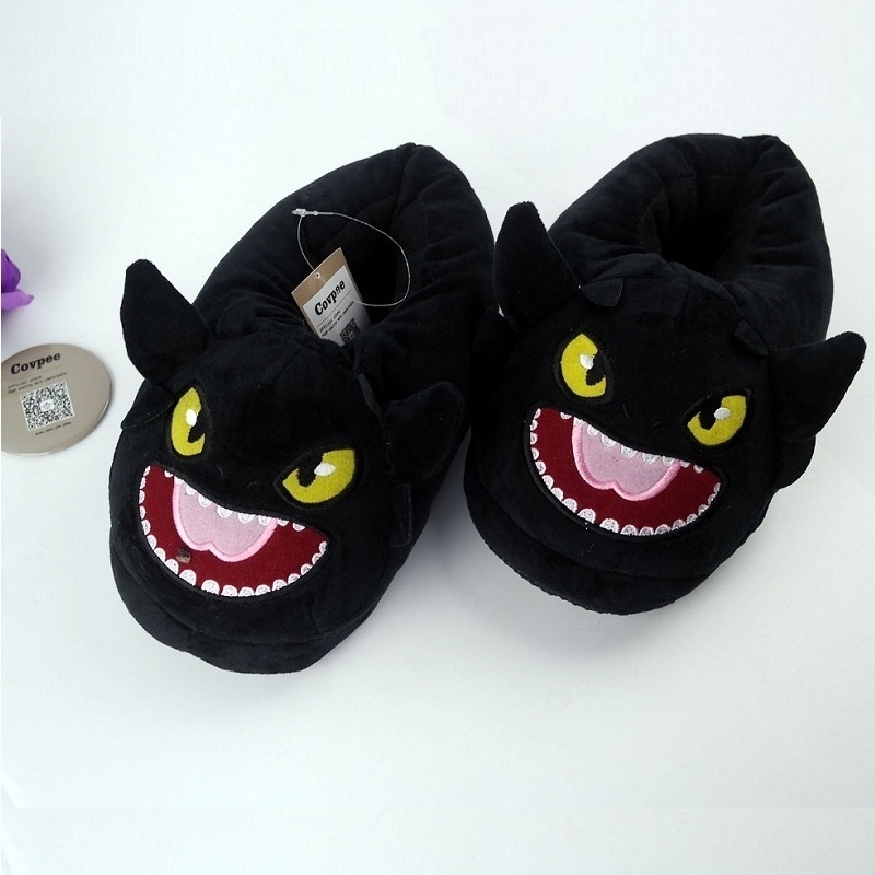 Stylist Halloween Toothless Train Dragon cotton slippers plush home warm slippers Train Your Dragon Black Dragon NightFury 201026 F2501031