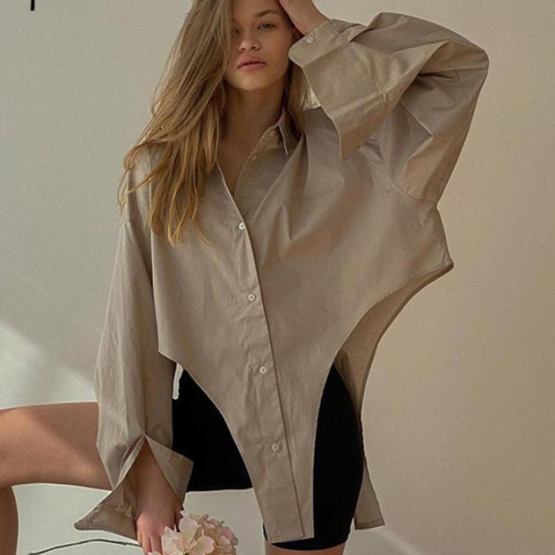 Women' Blouses & Shirts 2022 Spring Women Turn-down Collar Triangle Batwing Sleeve Tops Oversized Button Casual Streetwear Blusas, Khaki
Women' Blouses & Shirts 2022 Spring Women Turn-down Collar Triangle Batwing Sleeve Tops Oversized Button Casual Streetwear Blusas, Khaki