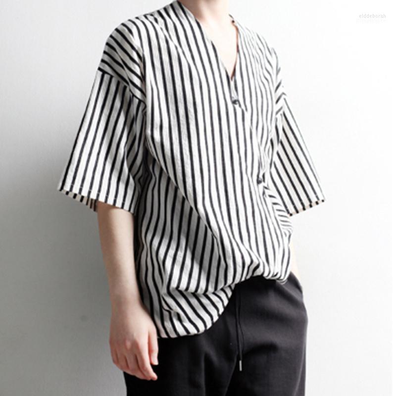 Men' Casual Shirts Trendy -4XL Personality Vertical Stripe Short Sleeve Shirt V-Neck Loose Irregular Asymmetric Japanese T Eldd22, Black
Men' Casual Shirts Trendy -4XL Personality Vertical Stripe Short Sleeve Shirt V-Neck Loose Irregular Asymmetric Japanese T Eldd22, Black