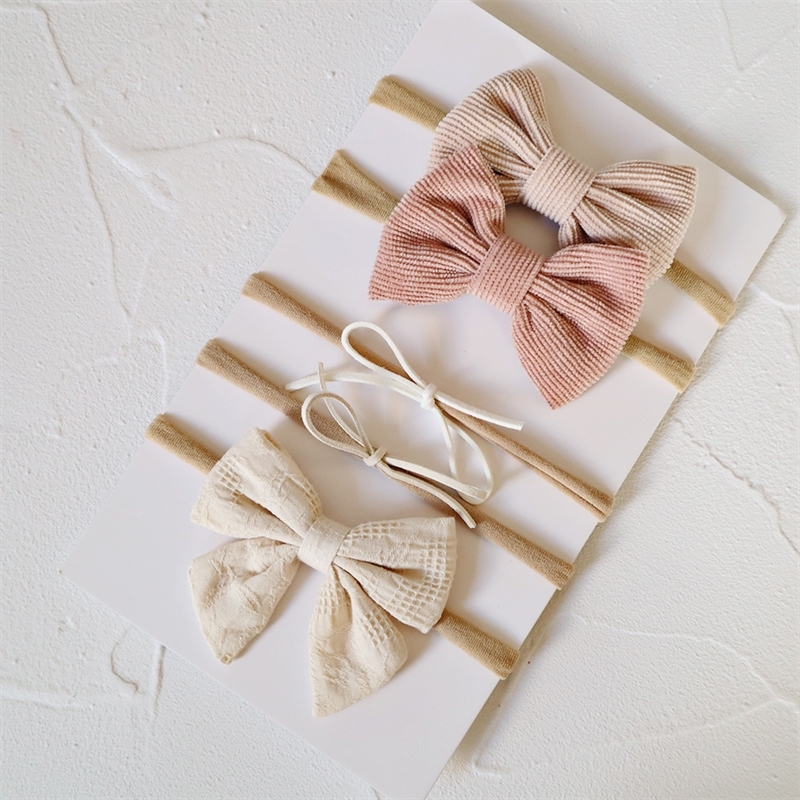 5PcsSet Baby Bow Headband Nylon Headbands Cotton Hair Bands for Children Girls Soft Hairband born Hair Accessories Toddler 220519