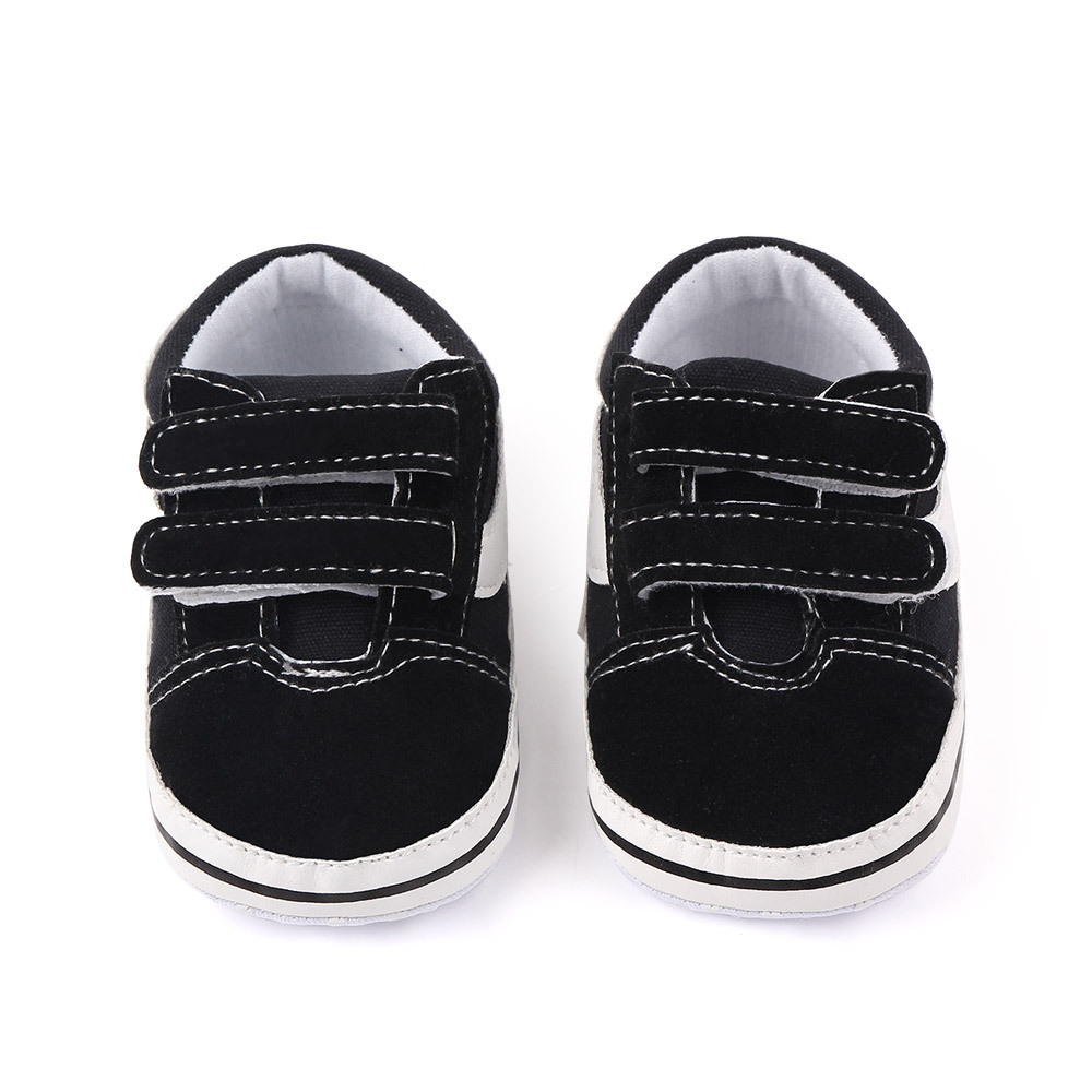 Newborn Shoes Boys Girls First Walkers Crib Soft Bottom Kids Lace Up PU Prewalker Sneakers