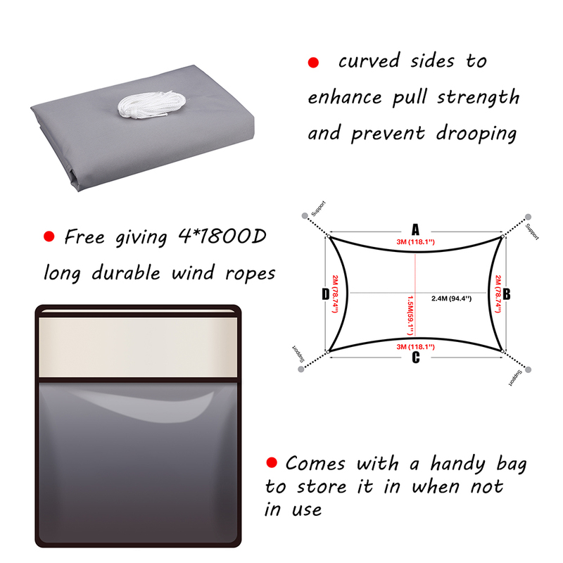 Sun Shade Sail Rectangle Waterproof Outdoor Canopy Garden Patio Party Sunscreen Awning 98% UV Block Sunshade Cloth Sun Shelter 220606