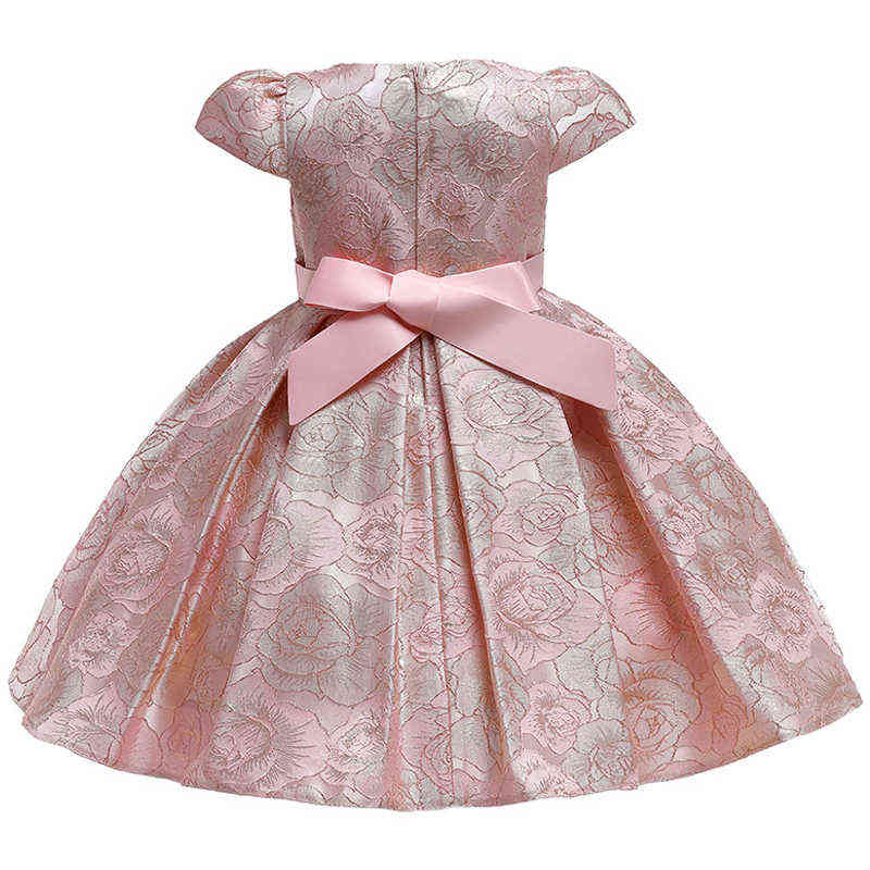 Elegent jacquard satin dress Girls Dresses for Party Custumes Flower Girls dress for Girls clothes Kids Clothing Y220510