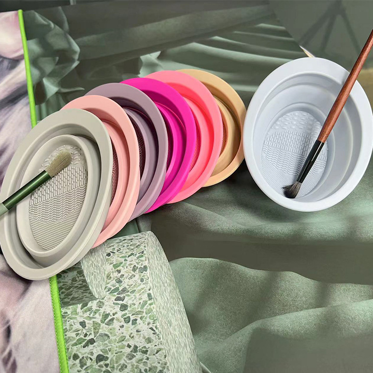 Silicone Makeup Brush Cleaner Bowl Foldable Cleaning Mat Cosmetic Eyeshadow Powder Brushes Cleaner Tazon Limpiador De Brochas De Maquillaje De Silicon