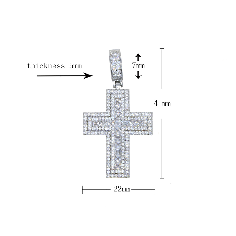 Iced Out Bling Small Cross Pendant Classic Men Women Micro Pave 5A Cubic Zirconia CZ Hip Hop Couple Jewelry