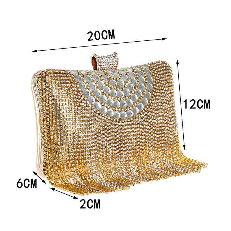 Evening Bags Gloig Fashion Women Tassel Evening Bags Diamonds Beaded Clutch Wedding Purse Shoulder Party Laides Case 220516