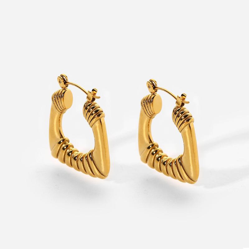Hoop & Huggie Trapezoidal 18K Gold Plated Stainless Steel Earrings Unique Fold Line Fashion Women Jewelry 2022Hoop
Hoop & Huggie Trapezoidal 18K Gold Plated Stainless Steel Earrings Unique Fold Line Fashion Women Jewelry 2022Hoop