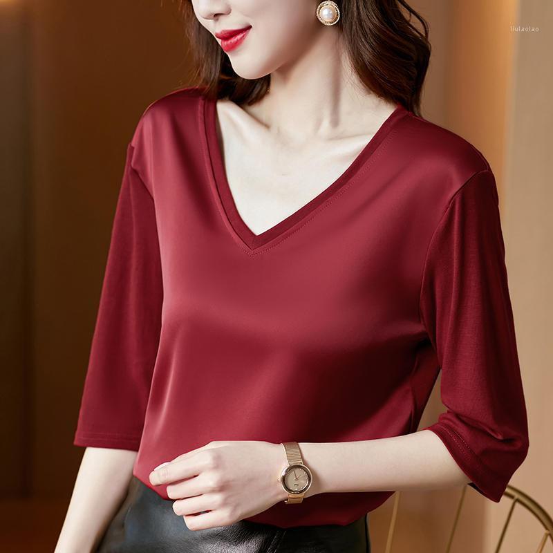 Women' Blouses & Shirts Femme Tops Summer Short Sleeve Modal Blouse Women Blusas Mujer De Moda Loose V-Neck White Silk Mom Q4447, Apricot blouses
Women' Blouses & Shirts Femme Tops Summer Short Sleeve Modal Blouse Women Blusas Mujer De Moda Loose V-Neck White Silk Mom Q4447, Apricot blouses