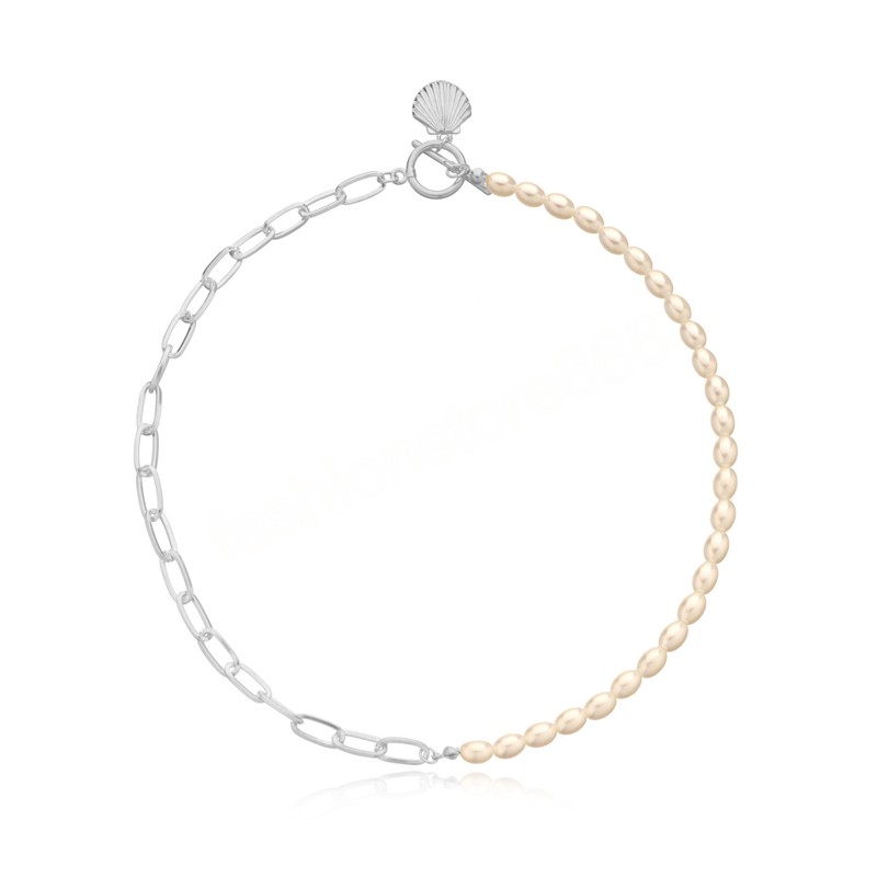 Simple Shell Pendant Necklace Casual Metal Gold Color Link Chain Simulated Pearl Beads Necklaces Women Jewelry