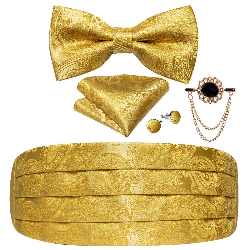 Belts Gold Paisley Men's Tuxedo Cummerbund And Bow Tie Wedding Formal Prom Cummerbunds Elastic Waistband Wide Belt Brooch Set DiBanGuBel, Black
Belts Gold Paisley Men's Tuxedo Cummerbund And Bow Tie Wedding Formal Prom Cummerbunds Elastic Waistband Wide Belt Brooch Set DiBanGuBel, Black