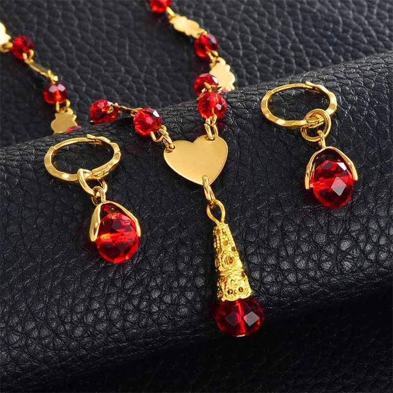 Anniyo Hawaiian Colorful Crystal Ball Beads Necklaces Earrings Sets Guam Micronesia Chuuk Pohnpei Marshall Jewelry Gift #240806 211015