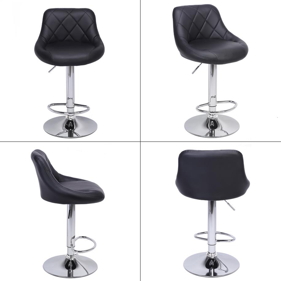 WACO Modern Bar Stools High Tools Type 2pcs Adjustable Chair Disk Rhombus Backrest Design Dining Counter Pub Chairs Black286M5723841