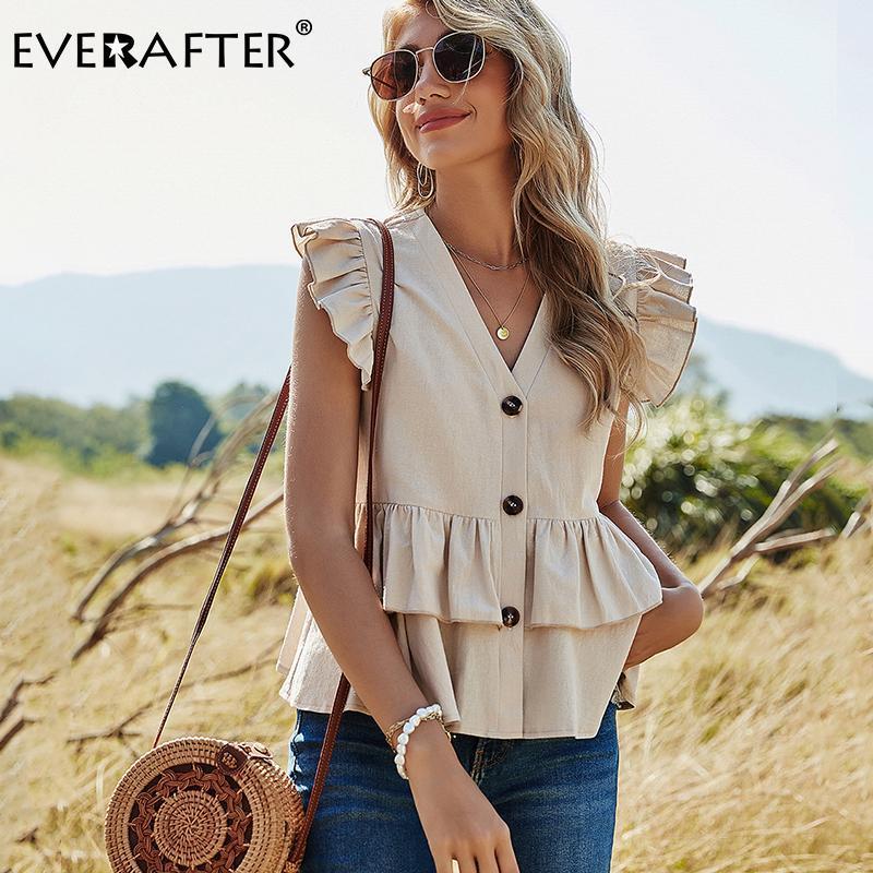 Women' Blouses & Shirts EVERAFTER Casual Women Sleeveless Solid Blouse Ruffled V-neck Office Lady Shirt Button Elegant 2022 Summer Fashion, Khaki
Women' Blouses & Shirts EVERAFTER Casual Women Sleeveless Solid Blouse Ruffled V-neck Office Lady Shirt Button Elegant 2022 Summer Fashion, Khaki
